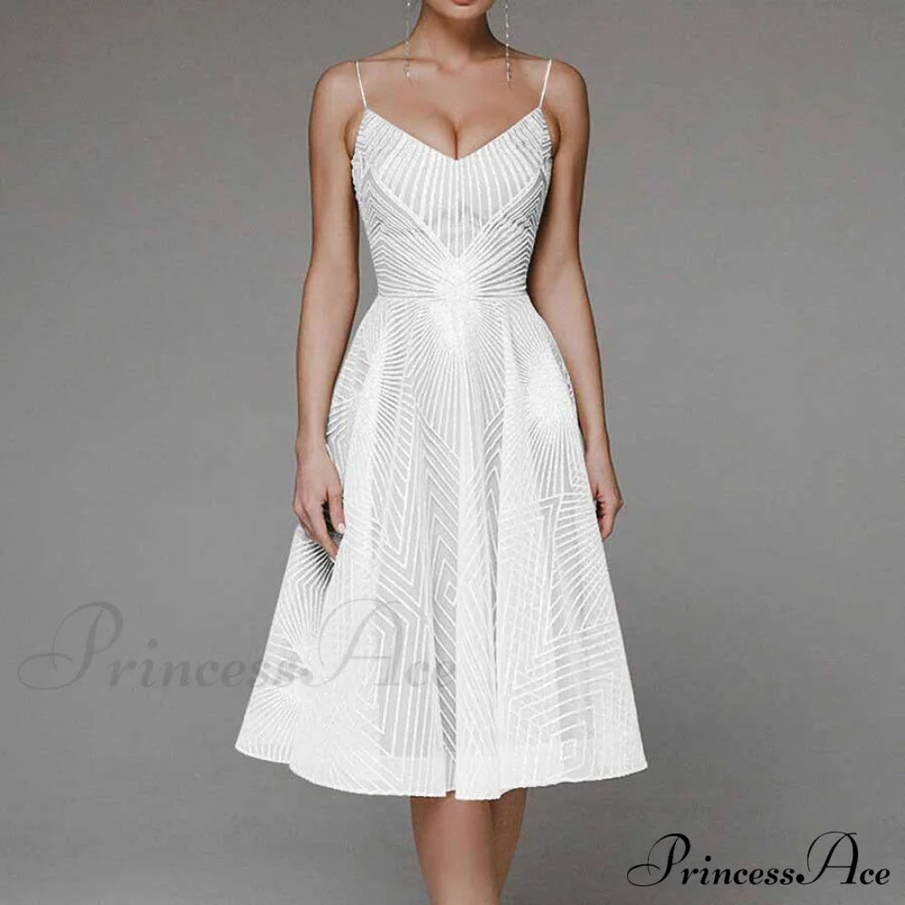 Guest Embroidered Formal Elegant Midi Warm-Season Wedding Evening Party - Backless Gown For Women