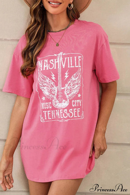 Guitar Slogan Stylish Letter Graphic Tee