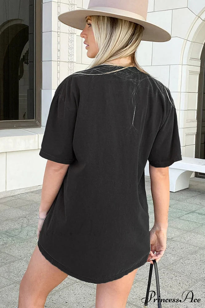 Guitar Slogan Stylish Letter Graphic Tee