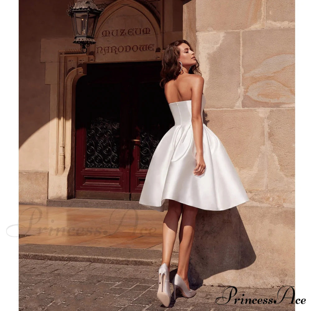 Hadley Strapless Pleated Charming Satin Party Dress S.o. Short Dresses
