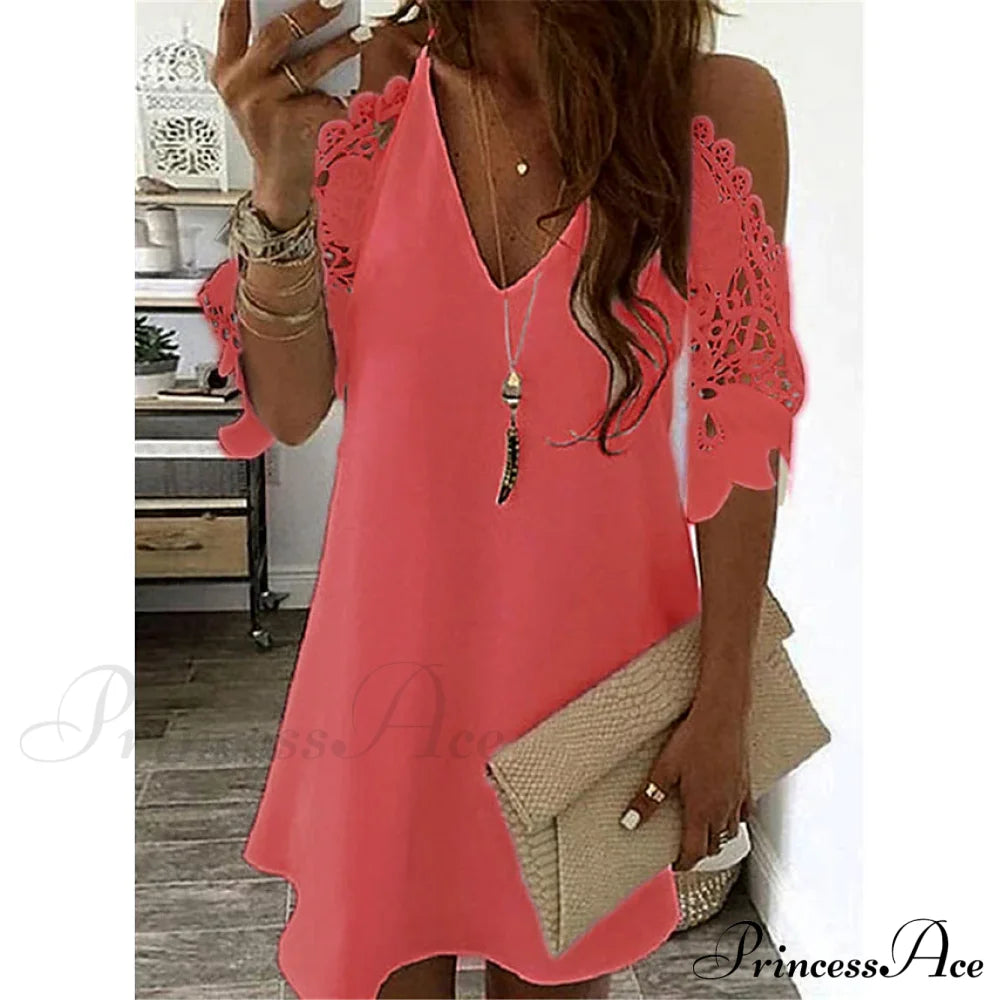 Women's Half Sleeve Solid Cutout Shift Dress Red __stock:200 casual dresses clothes dresses refund_fee:1200