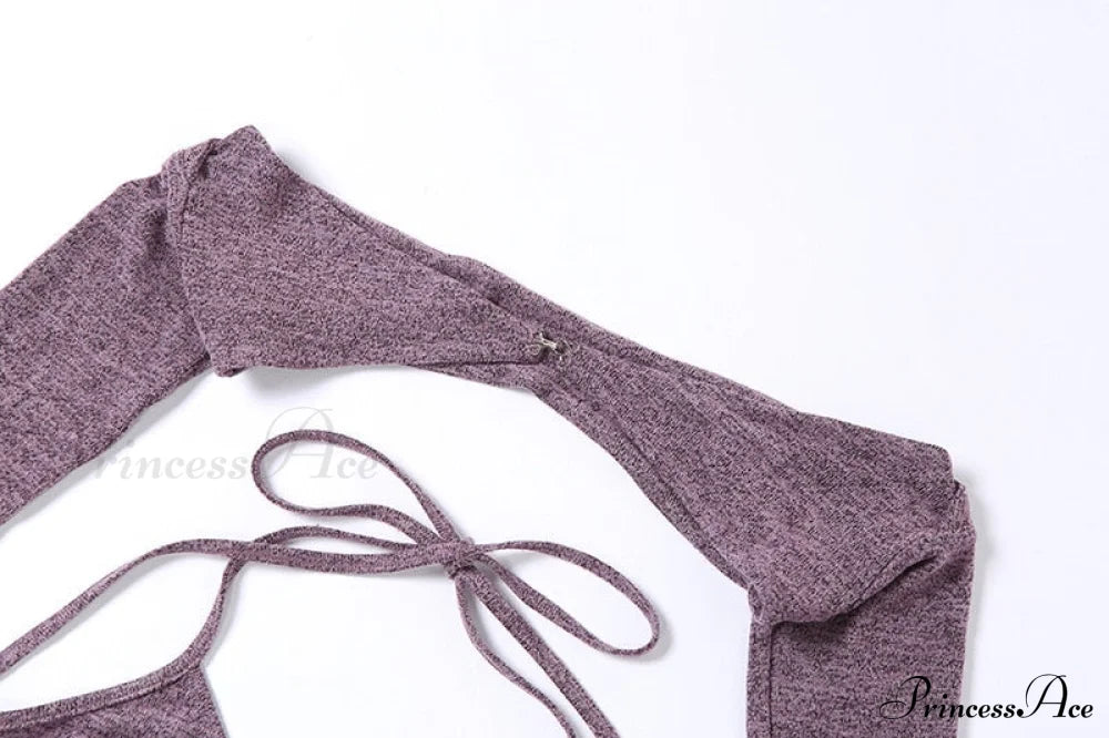 Halter 2 Crop Top T-Shirts Backless Arm Long Y2K Women’s Shoulder Piece Tanks Christmas Tees Off