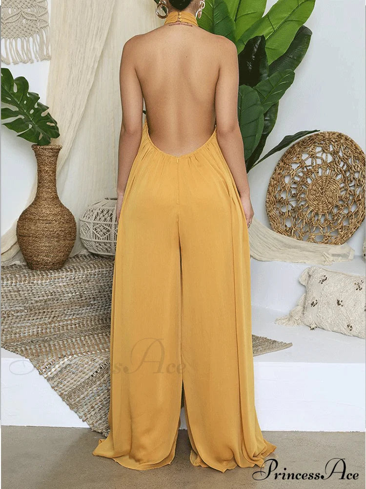 Halter Casual Graceful Maxi Dress Jumpsuits & Rompers