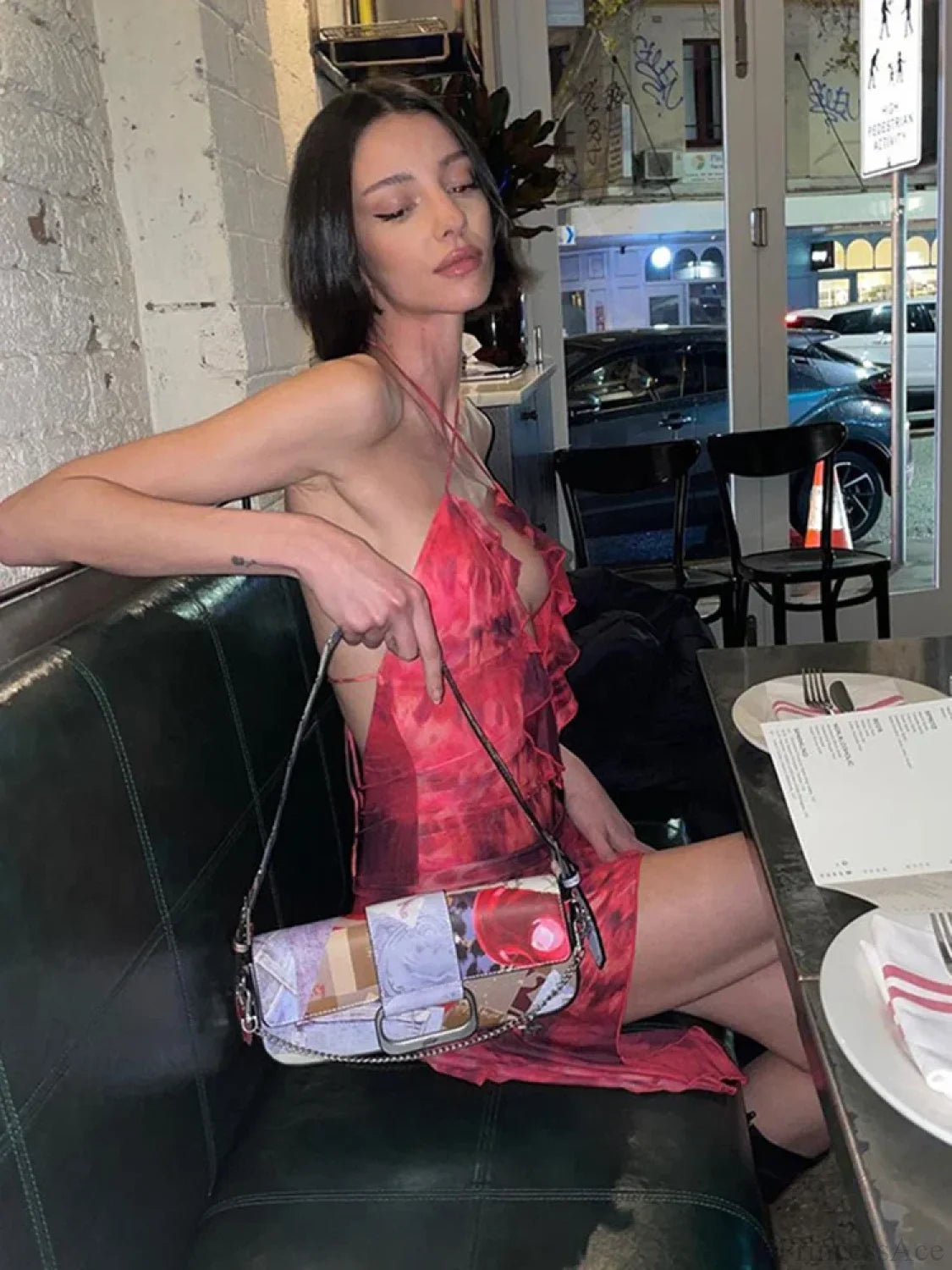 Halter Chiffon Folds Mini Dress minidress-250223