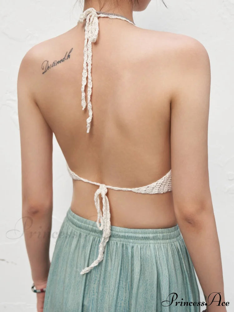 Halter Crochet Hollow Trendy Out Maxi Dress Tank Tops&Camis