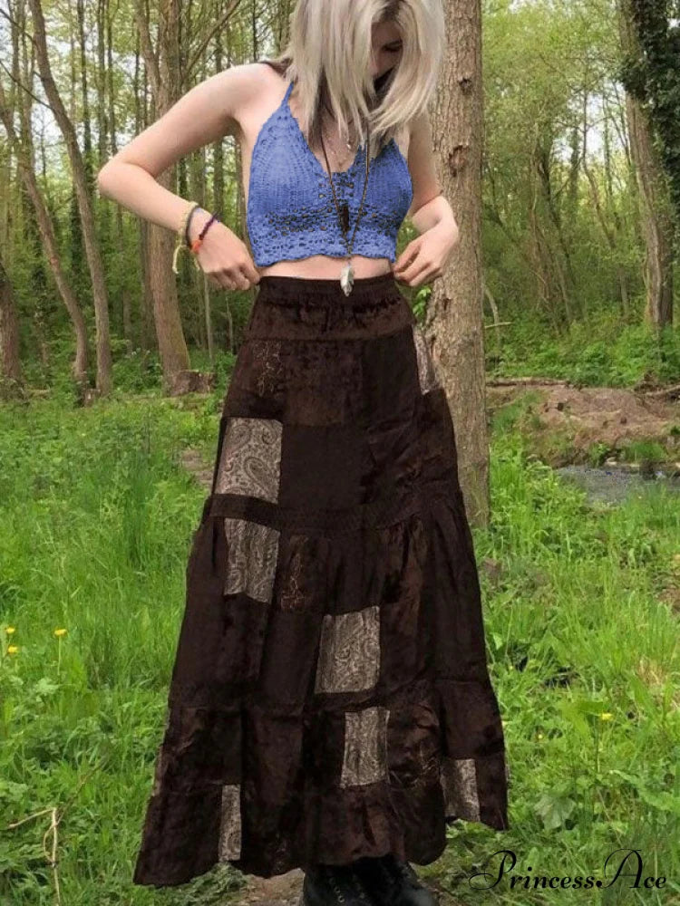 Halter Crochet Hollow Trendy Out Maxi Dress Tank Tops&Camis