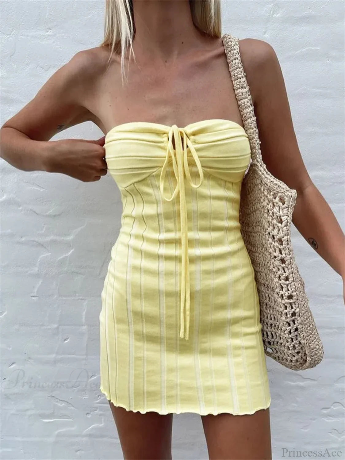 Halter Knitted Wrap Mini Dress minidress-250223