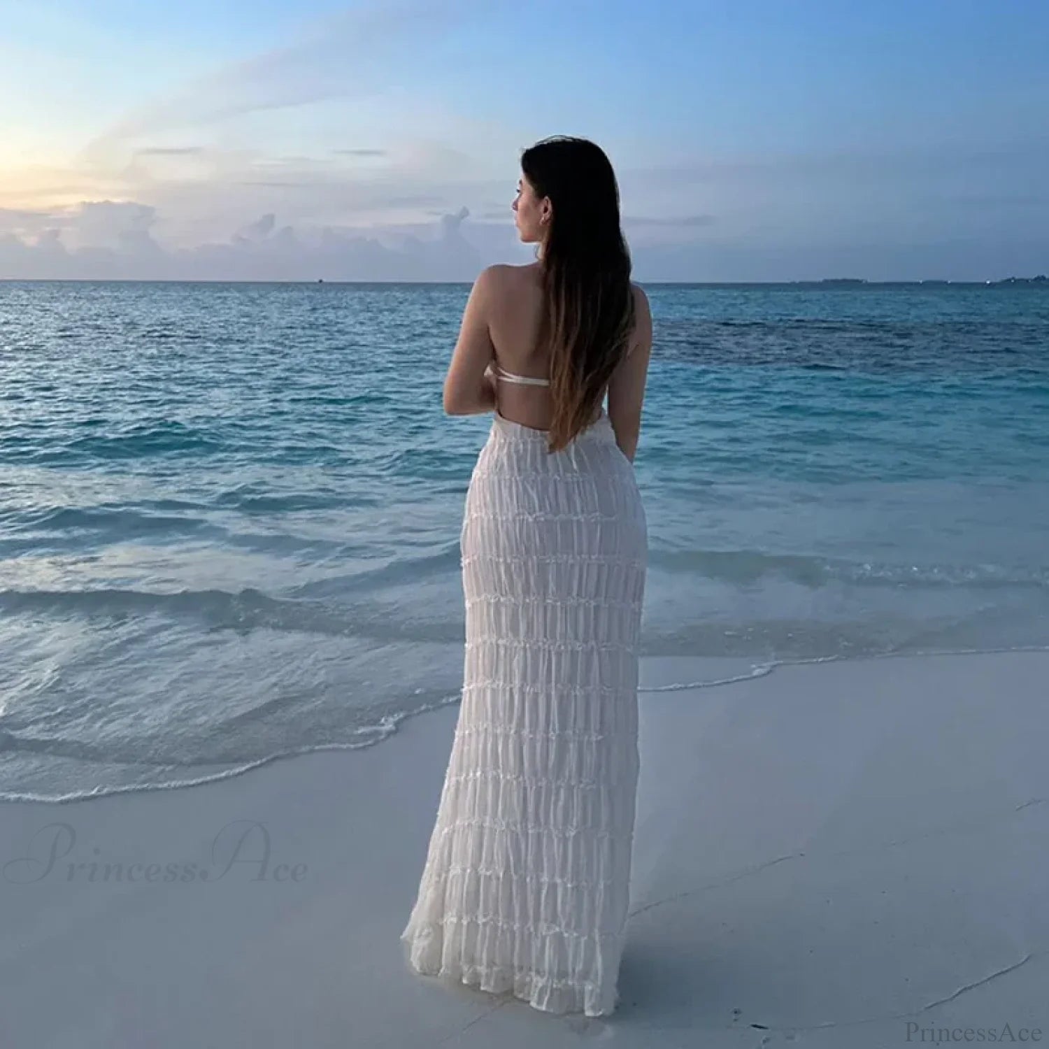 Halter Pleated Boho Vacation Dress vacationdress-250223