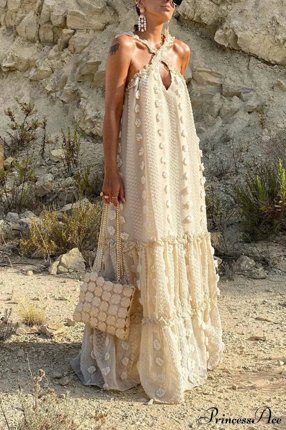 Halterneck Elegant Cake Dress White / S Dresses