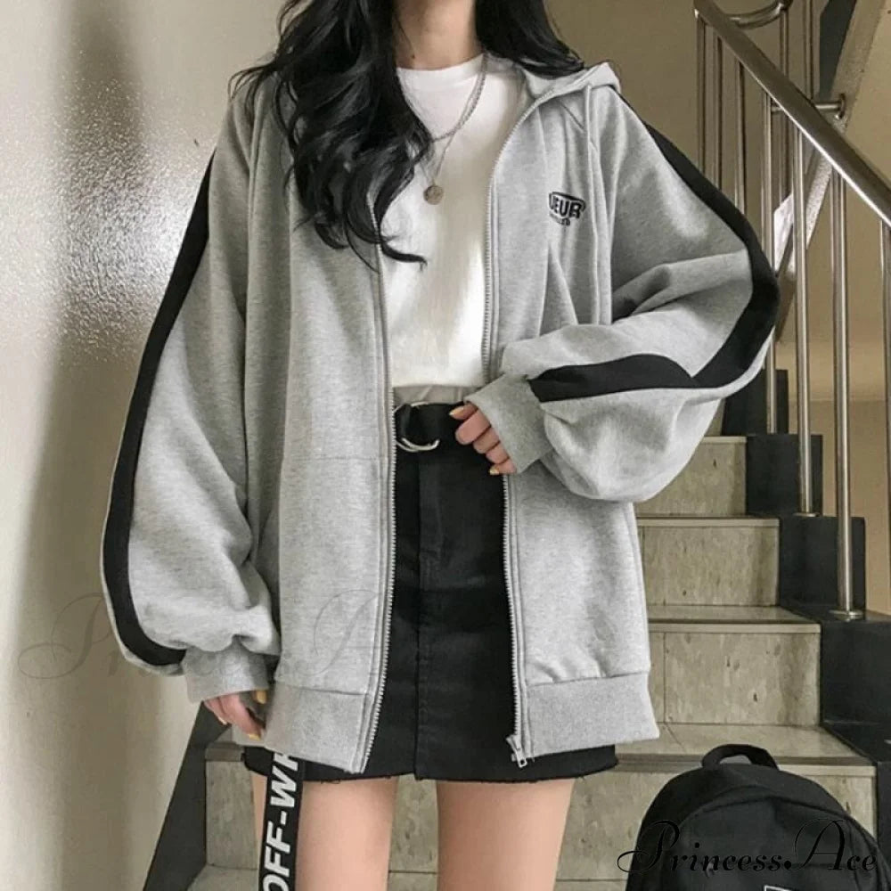 Harajuku Arm Long Hoodie Oversized - Women’s Fit Loose Boyfriend Style Street Casual Fleece