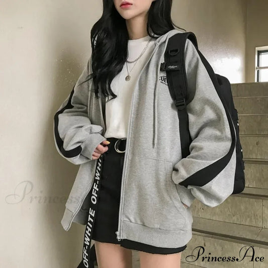 Harajuku Arm Long Hoodie Oversized - - Women's - Fit Loose - Boyfriend Style Street Casual Fleece Sweatshirt Material