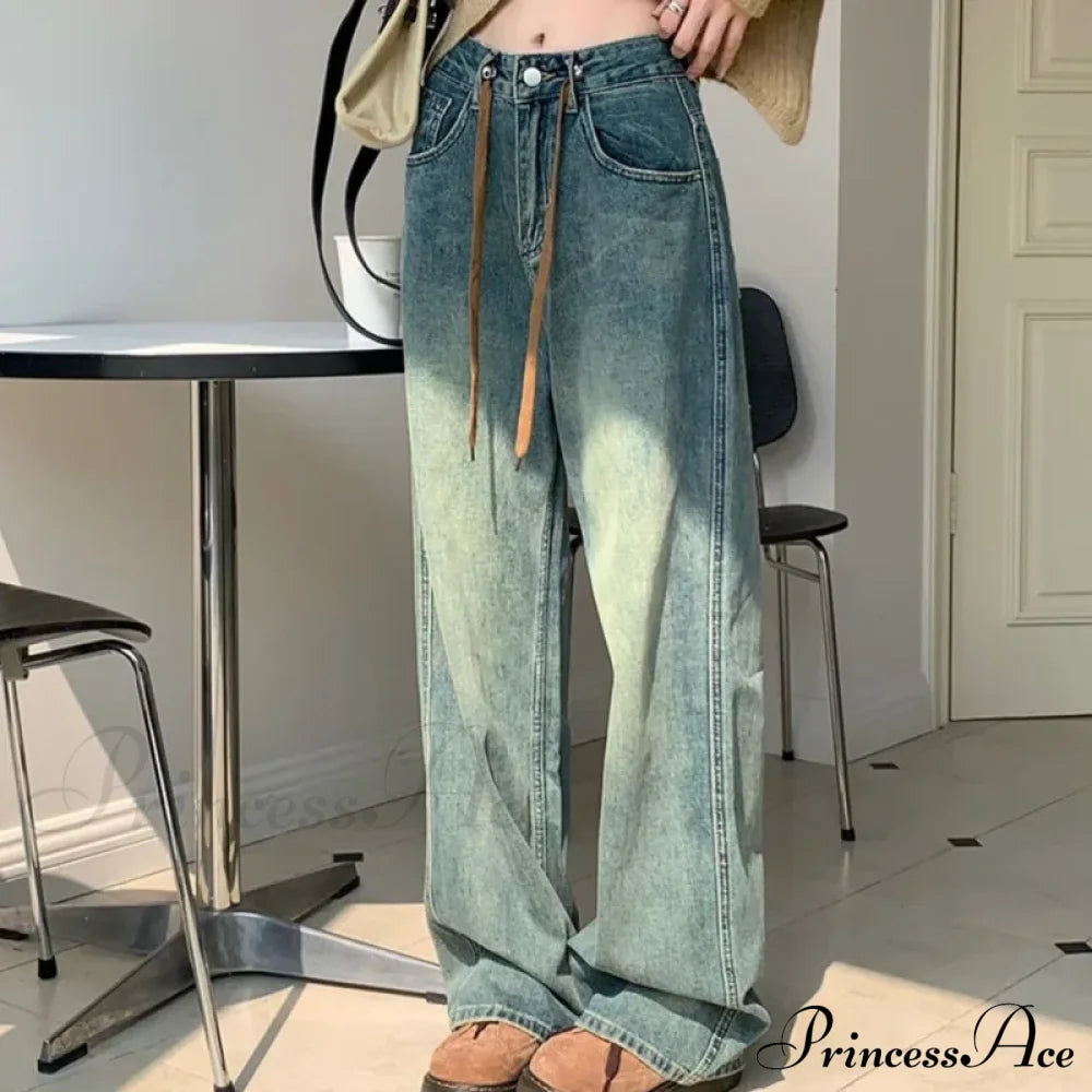 Harajuku Trend Japanese Style High-Waisted Straight New Autumn Leg Fashion Jean