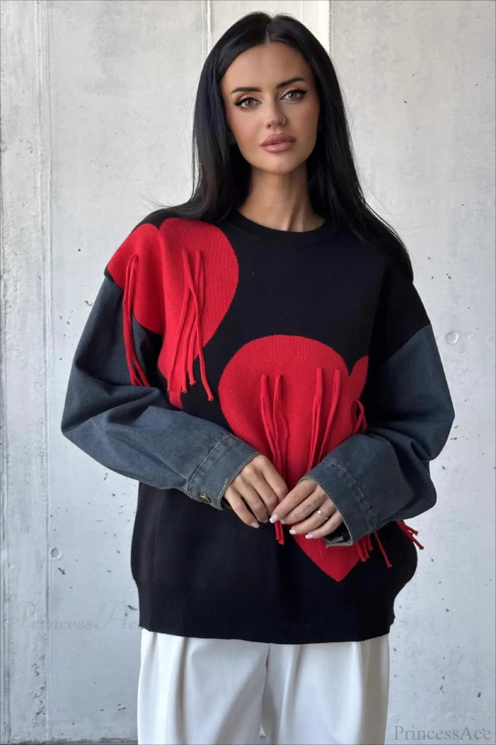 Heart Fringe Loose Chic Knit Sweater