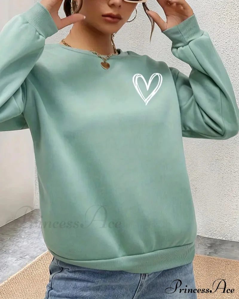 Heart In Sweatshirt Solid Design Color Sweatshirts & Hoodies-L