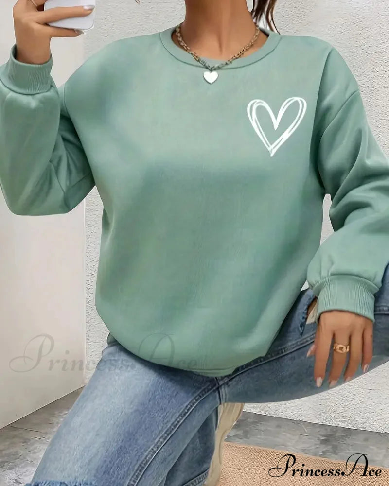 Heart In Sweatshirt Solid Design Color Sweatshirts & Hoodies-L