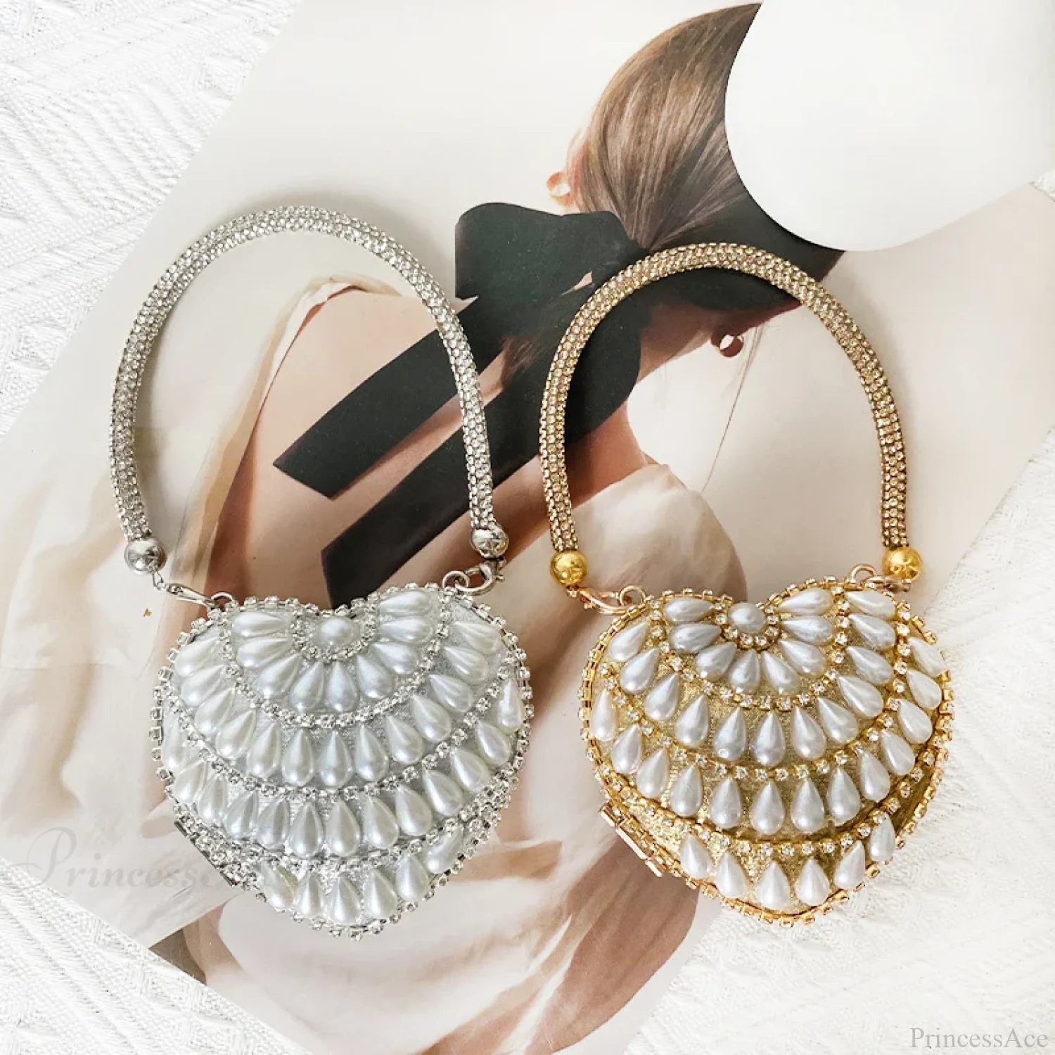 Heart Shape Sparkling Diamond Clutch Bag clutchbag-250126