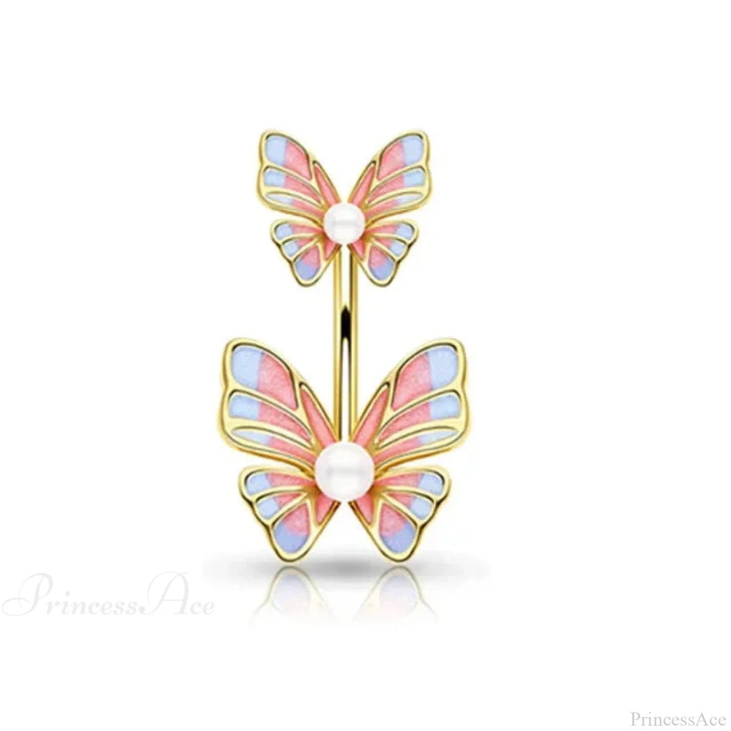 Heavenly Feathers Rose Dark Belly Ring pink2