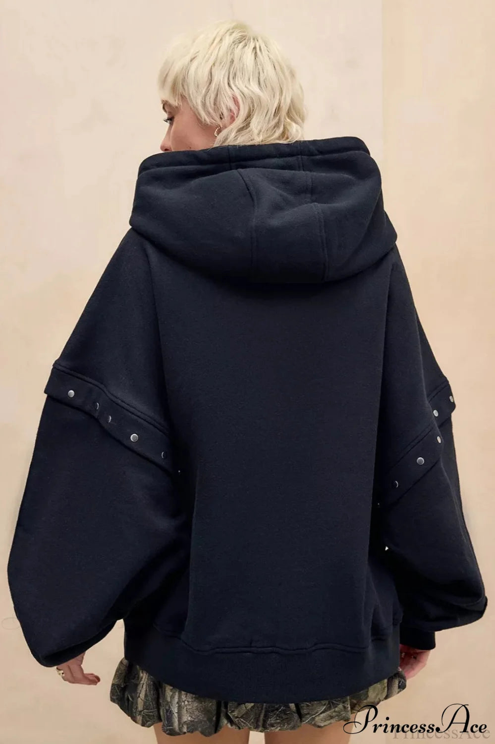 Heavy Metal Punk Printed Applique Zip Hoodie