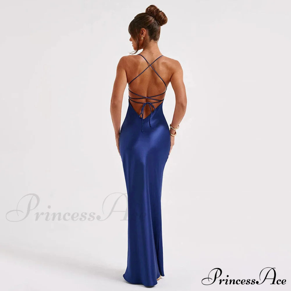 Heidi Formal Stylish Satin Lattice Dress S.o. Long Dresses