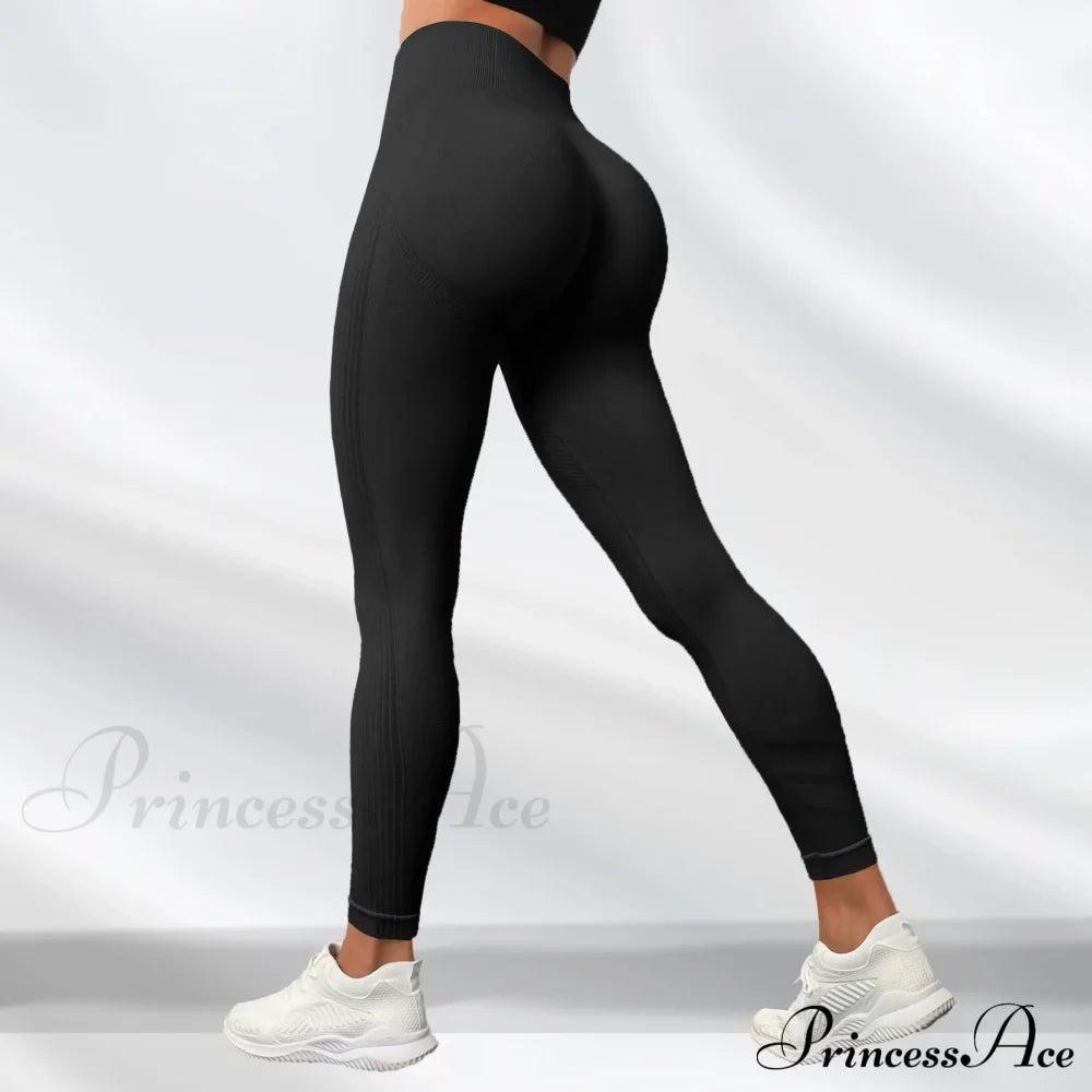 High Elastic Knitting Gym Workout Legging Black / S