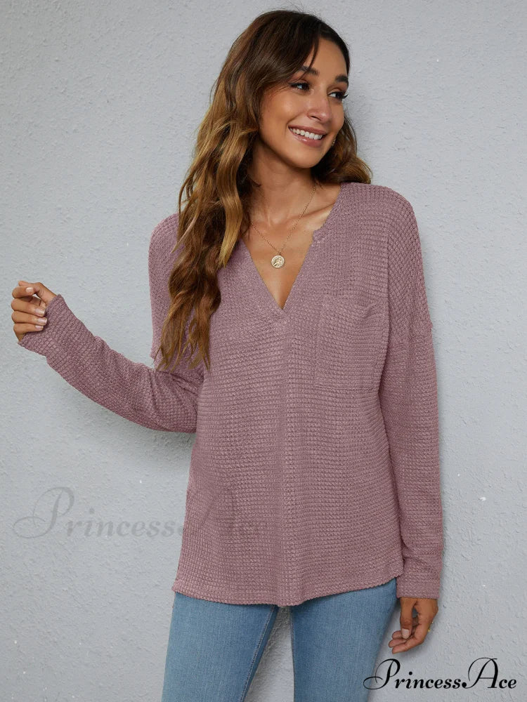 High-Low With Top Dropped Waffle-Knit Shoulder