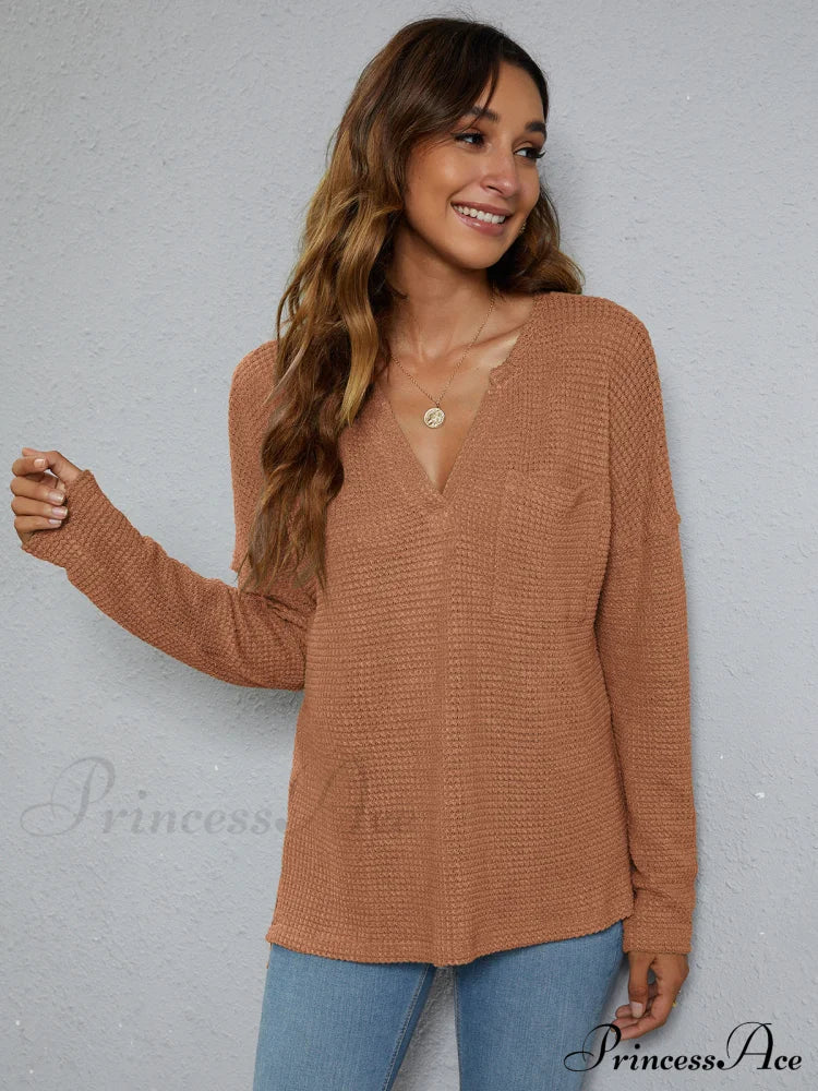High-Low With Top Dropped Waffle-Knit Shoulder
