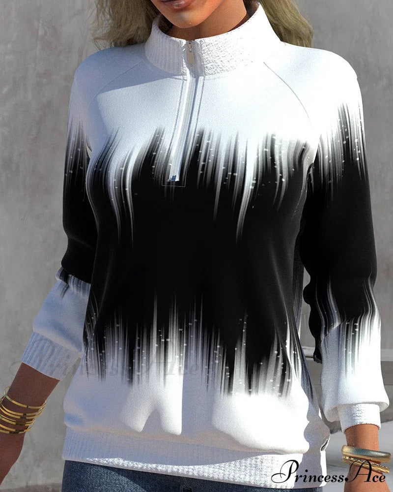 High Neck Gradient Design Sweatshirt Sweatshirts & Hoodies-L