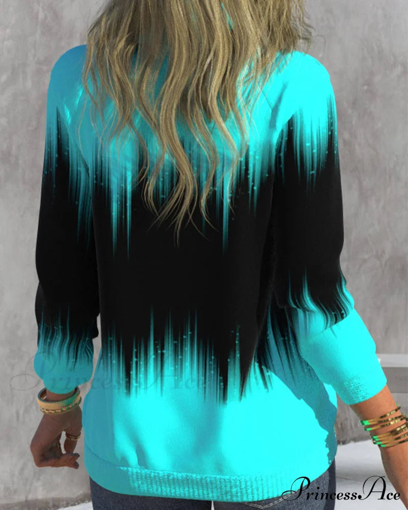 High Neck Gradient Design Sweatshirt Sweatshirts & Hoodies-L