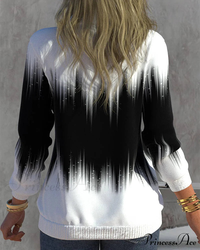 High Neck Gradient Design Sweatshirt Sweatshirts & Hoodies-L