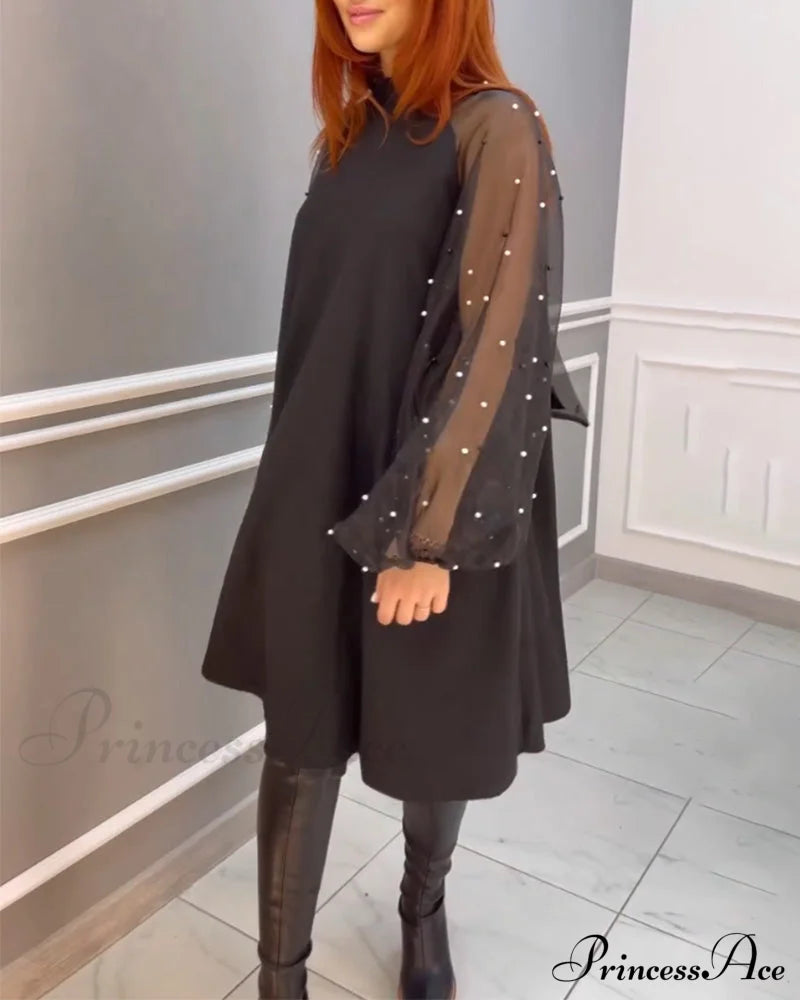 High Neck Mesh Dress Dresses