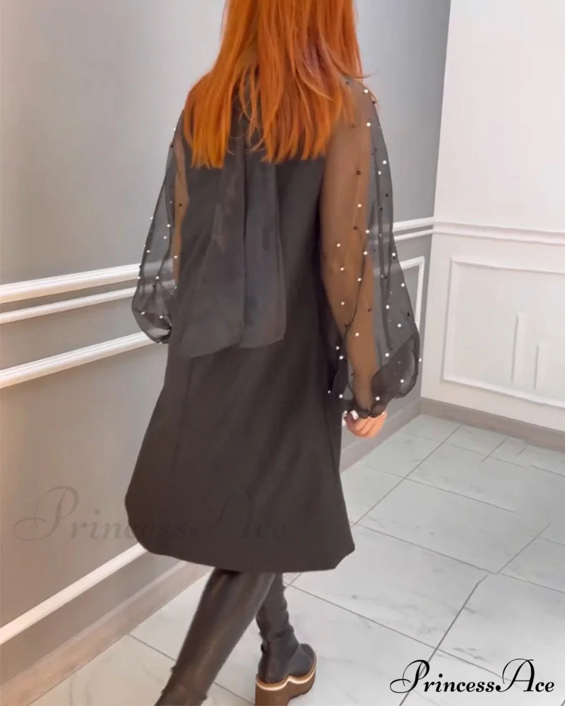 High Neck Mesh Dress Dresses