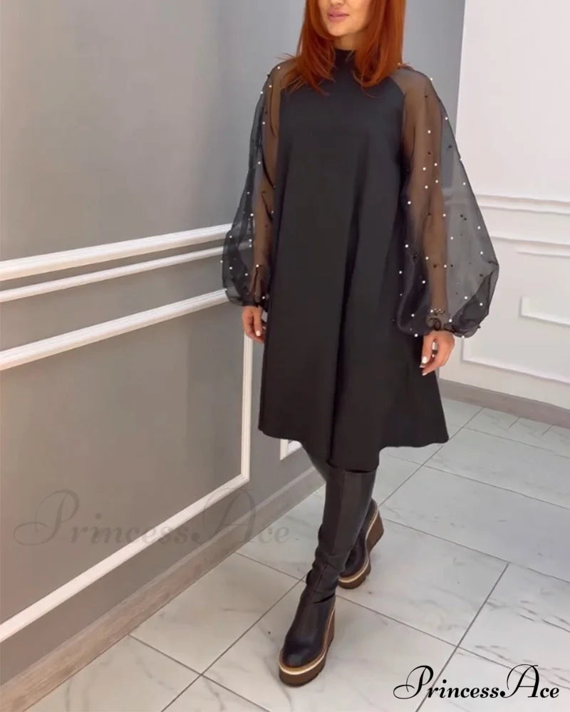 High Neck Mesh Dress Dresses