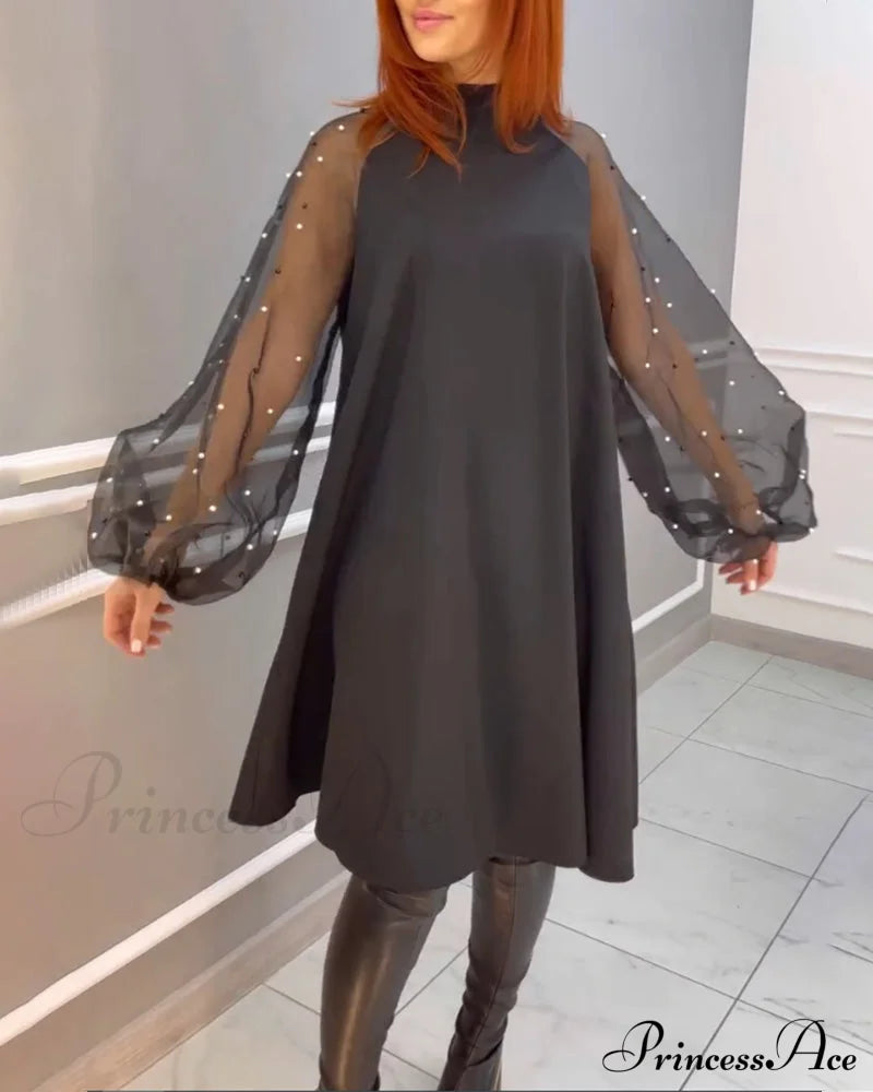 High Neck Mesh Dress Dresses