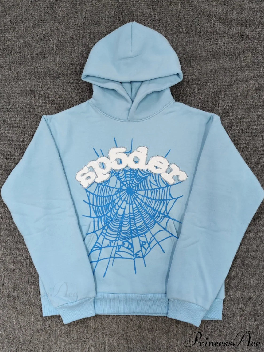 High Pile Fleece Foam Spider Print Hoodie S / Blue
