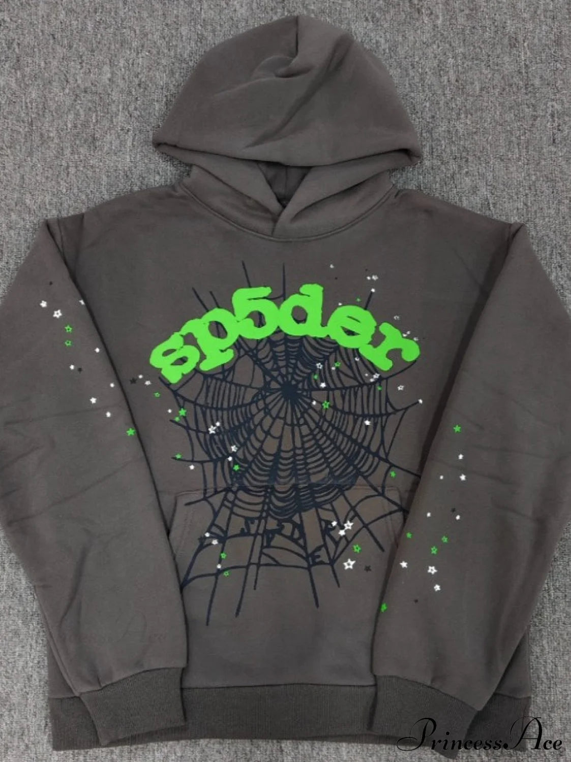 High Pile Fleece Foam Spider Print Hoodie S / Dark Gray