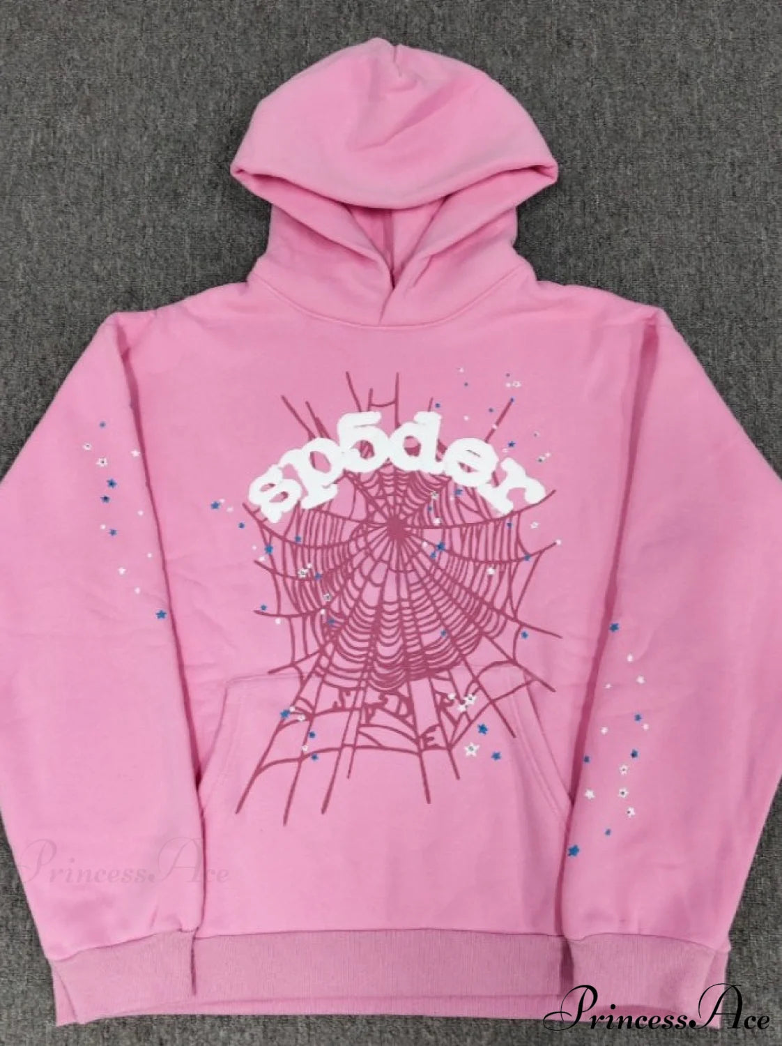 High Pile Fleece Foam Spider Print Hoodie S / Pink