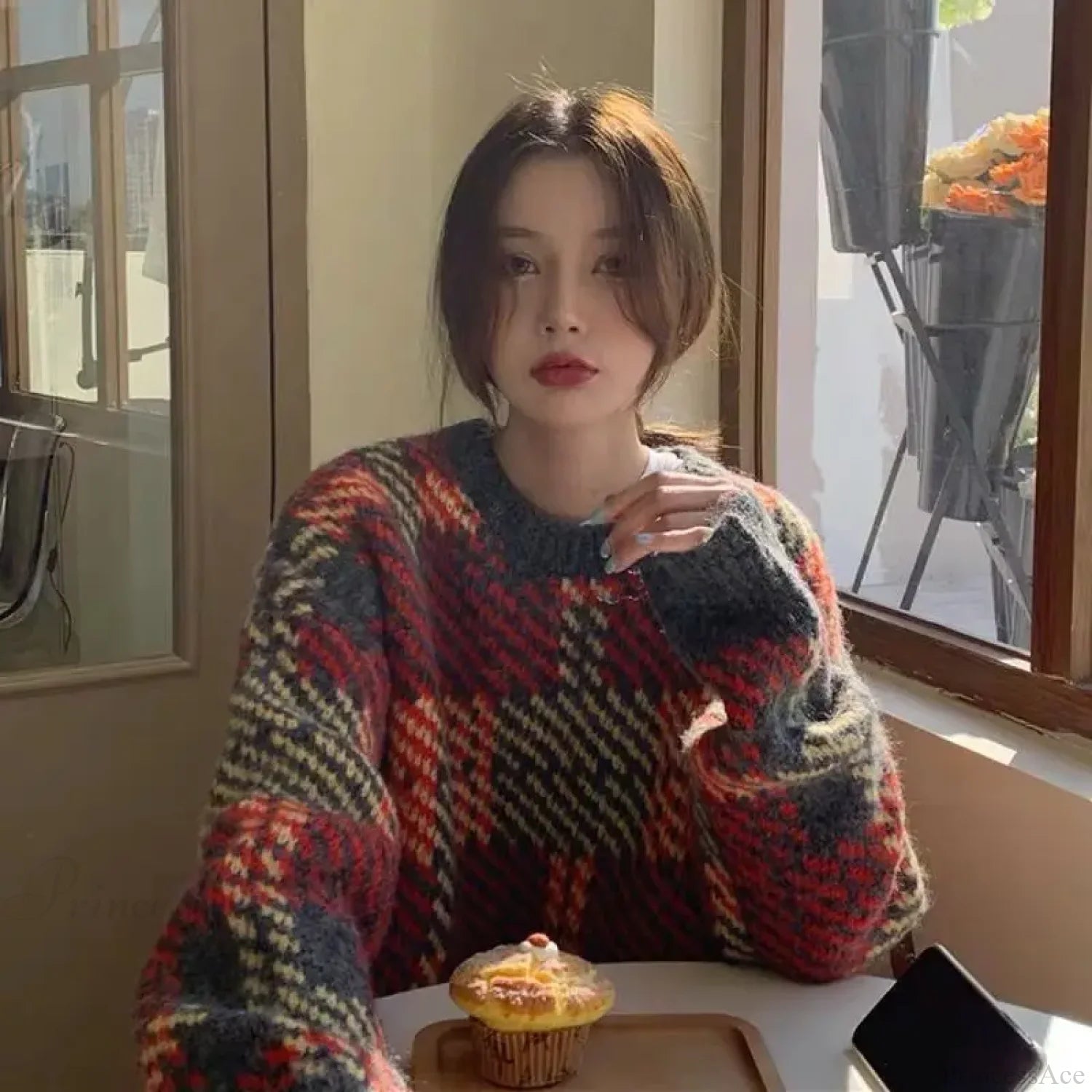 High Street Casual Printing Round Neck Sweater