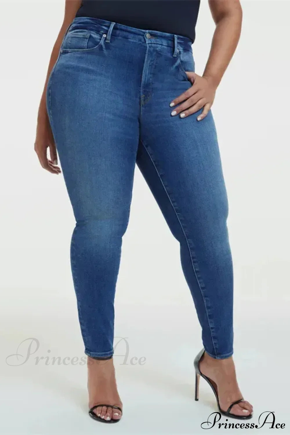 High Stretchy Skinny Full Length Plus Size Curvy Fitting Fashionable Pencil Jean Light Blue / Xs