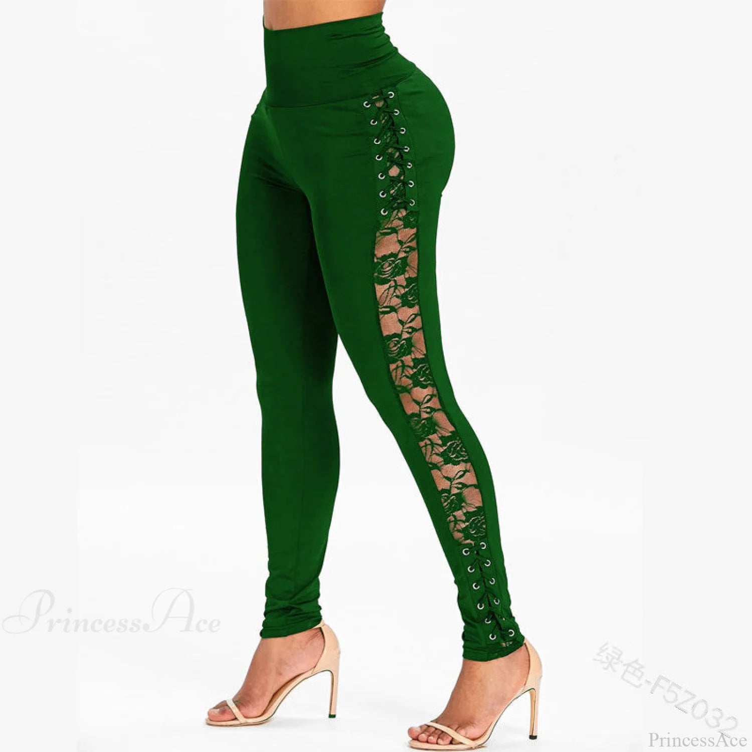 High Waist Fashion Crossed Lace-Up Pants Green / S