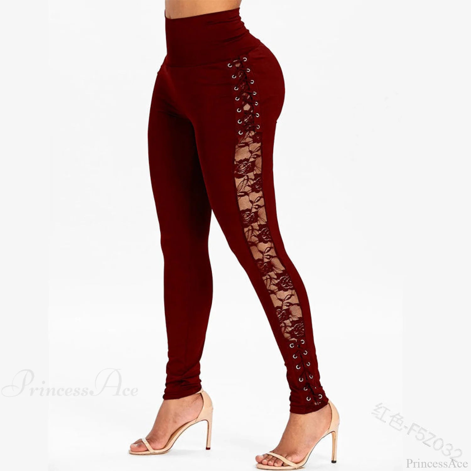 High Waist Fashion Crossed Lace-Up Pants Red / S