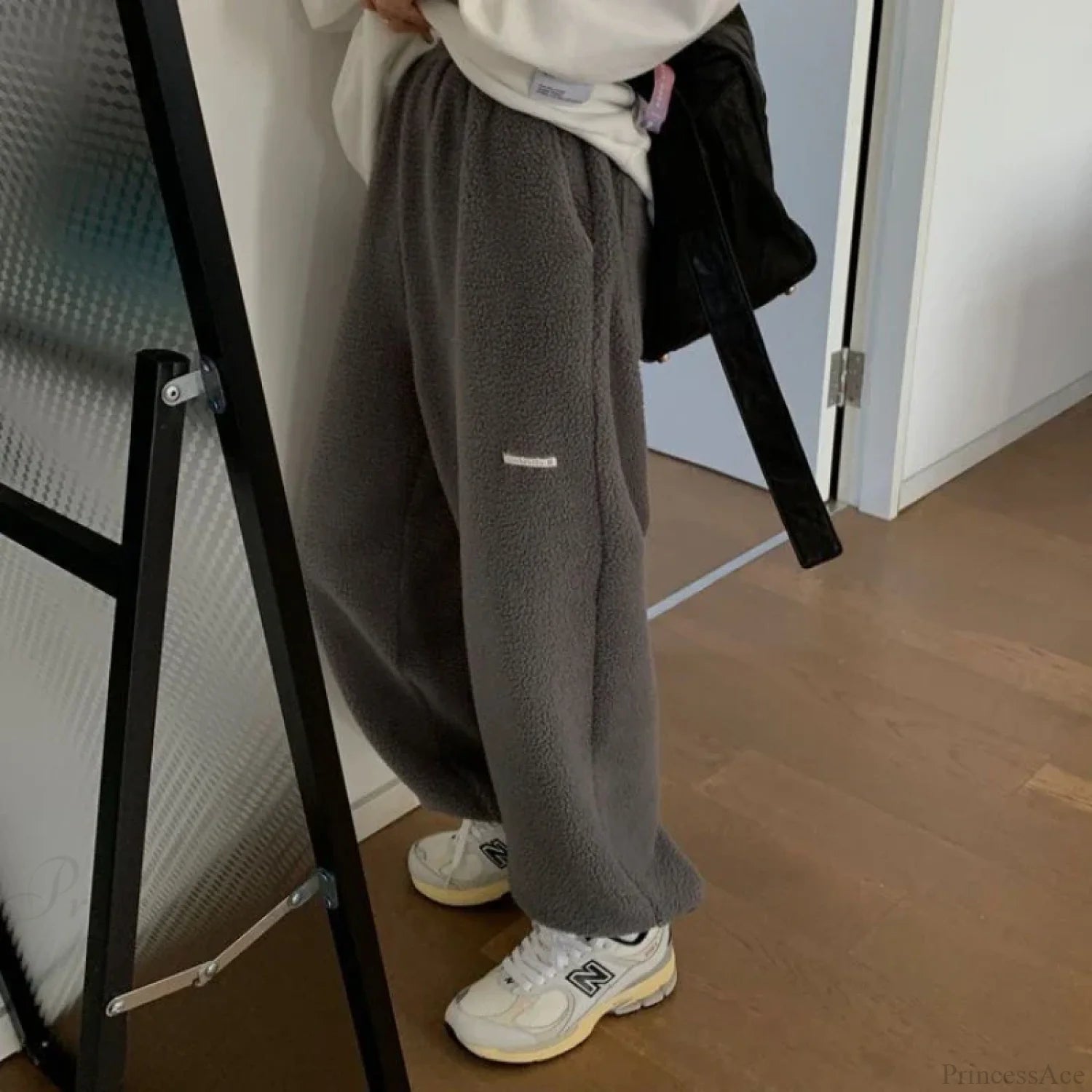 High Waist Grey Baggy Pants Gray / S