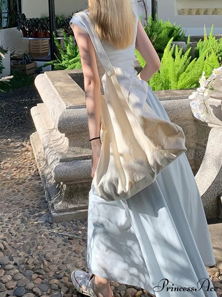 High Waist Hollow Square Neck Knitted Long Dress For Summer M / Blue Blue Beach Summer Dress