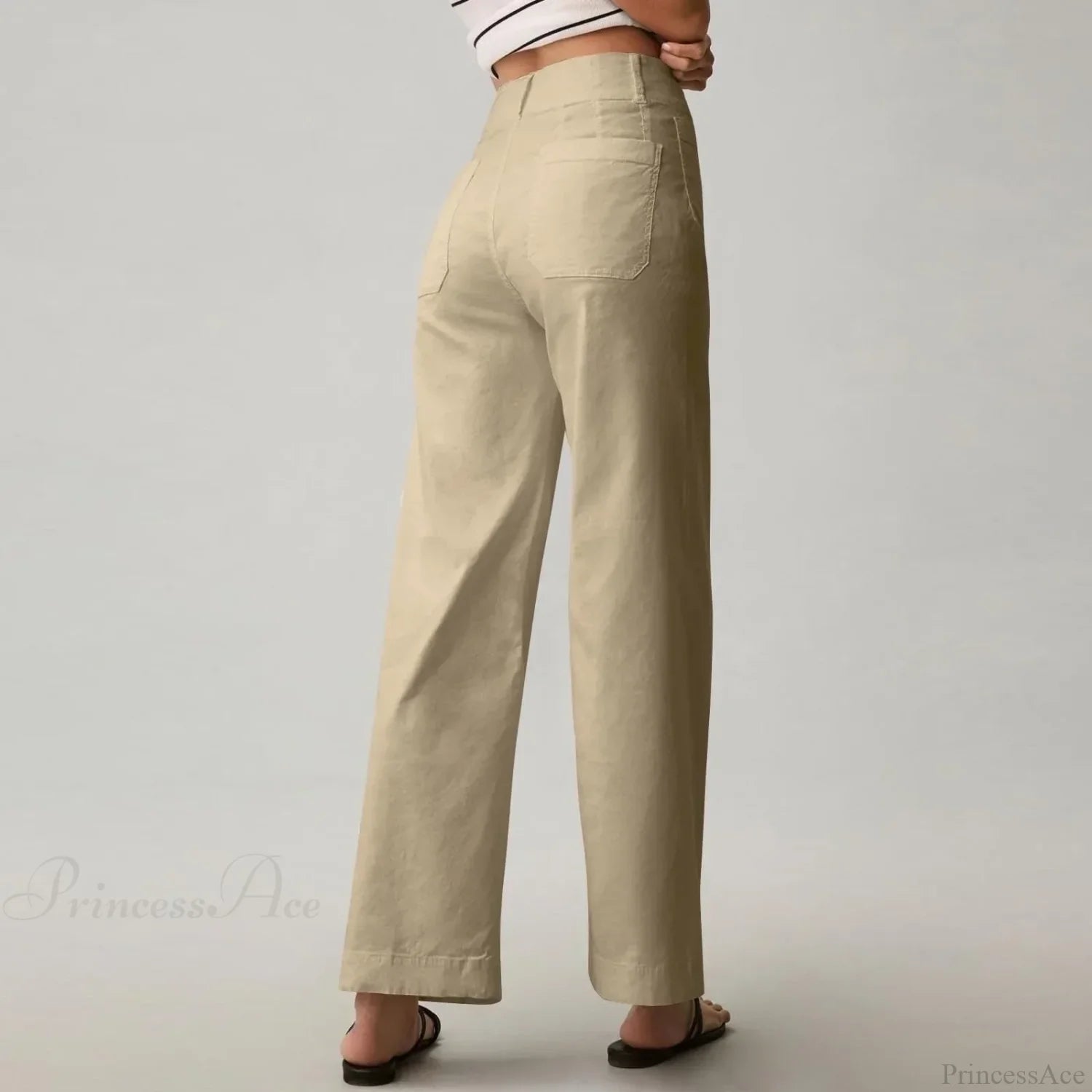 High Waist Patch Pocket Straight Pants