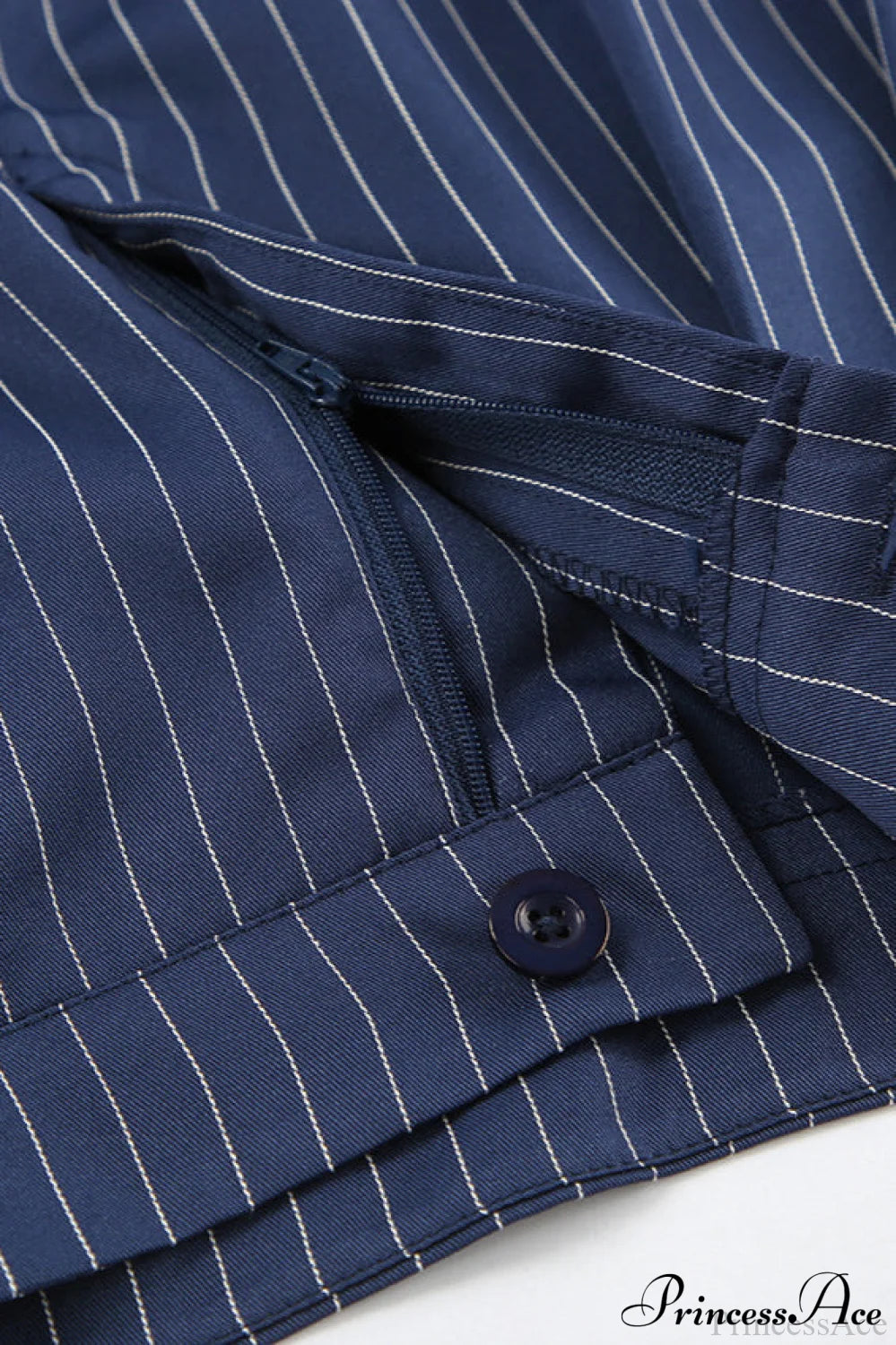 High Waist Straight Wide Leg Navy Stripe Pants