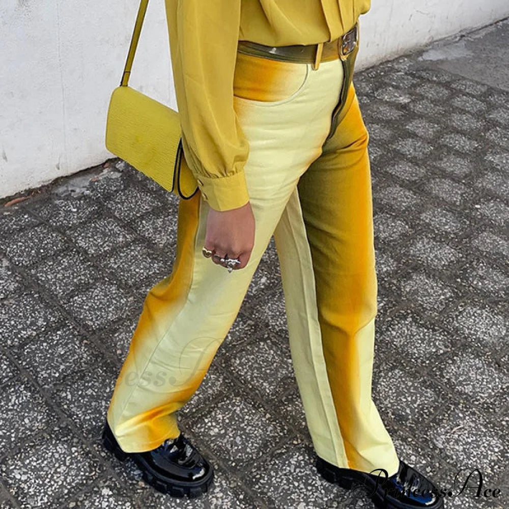 High Waisted Graceful Fringe Skirt Straight Leg Pants