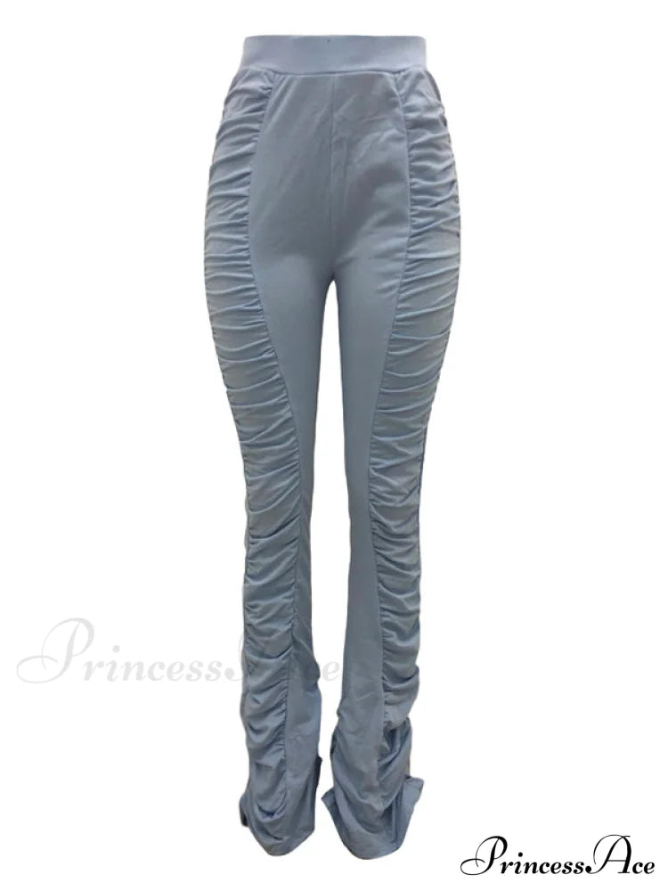 High Waisted Graceful Solid Flare Jeans Stacked Pants