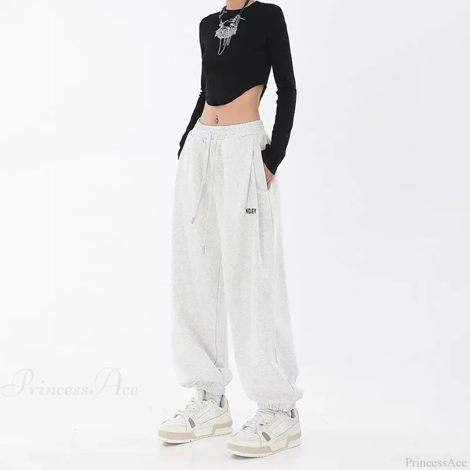 Hip Hop Letter Drawstring Jogging Pants WHITE / S