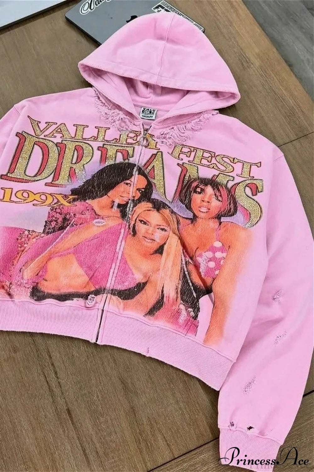 Hip Hop Retro Hoodie Pink / S