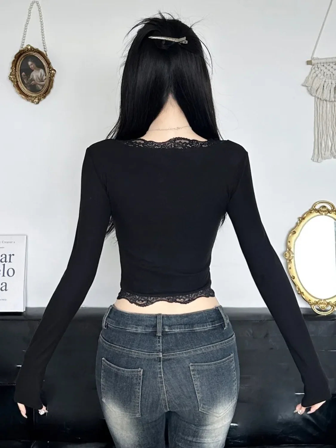 Hollow Bow Crop Knit Top