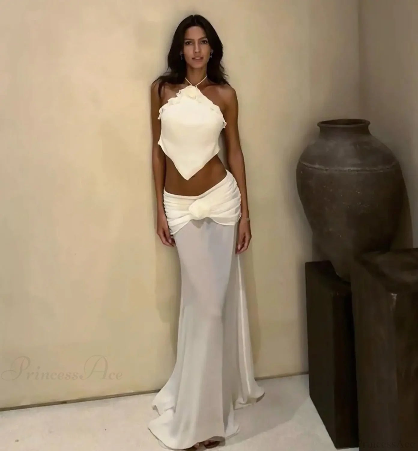 Hollow Out Backless Three Piece Swimsuit white1 / S